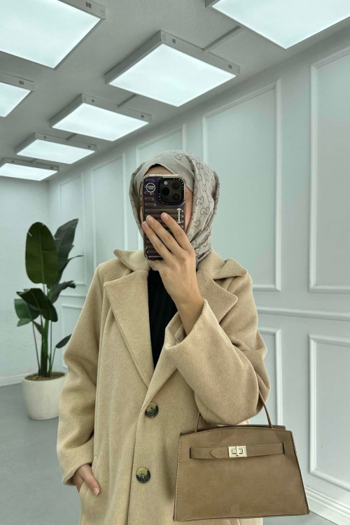 Sare Fashion Lined Cashmere Coat Beige Sare Fashion Lined Cashmere Coat Beige