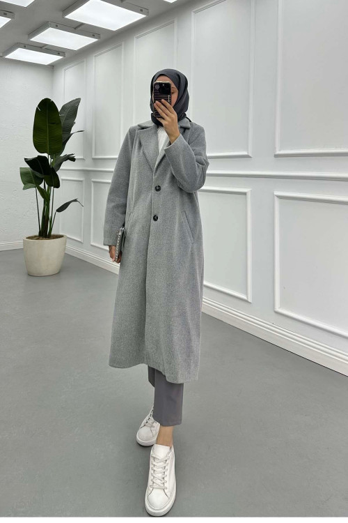 Sare Fashion Lined Cashmere Coat Gray