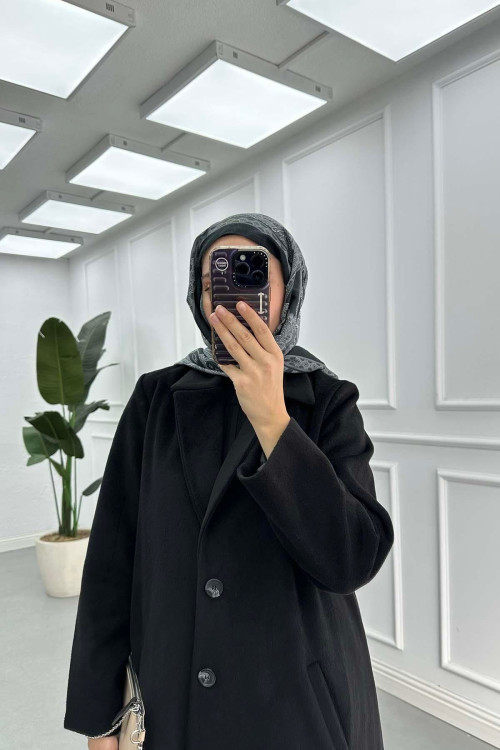 Sare Fashion Lined Cashmere Coat Black Sare Fashion Lined Cashmere Coat Black