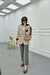 Sare Fashion Lined Belted Linen Jacket Brown
