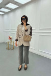 Sare Fashion Lined Belted Linen Jacket Brown