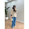Sare Fashion Lined Belted Linen Jacket Stone