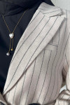 Sare Fashion Lined Belted Linen Jacket Stone - White