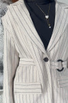 Sare Fashion Lined Belted Linen Jacket Stone - White