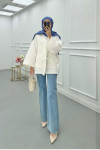 Sare Fashion Lace Detailed Muslin Kimono White