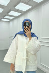 Sare Fashion Lace Detailed Muslin Kimono White
