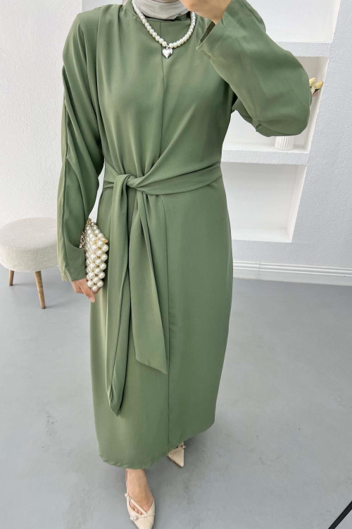 Tie Detail Dress Khaki