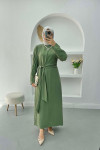 Tie Detail Dress Khaki