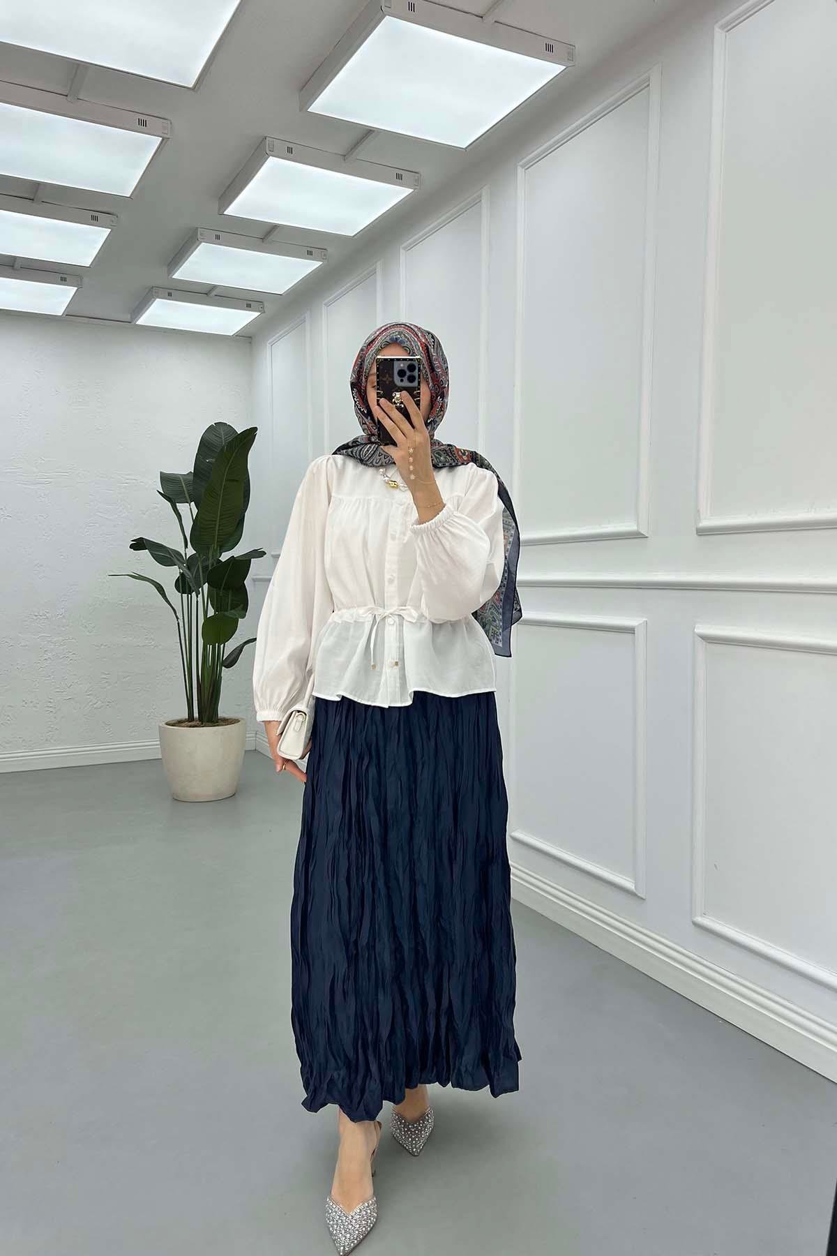 Sare Fashion Tie Detail Shirt White