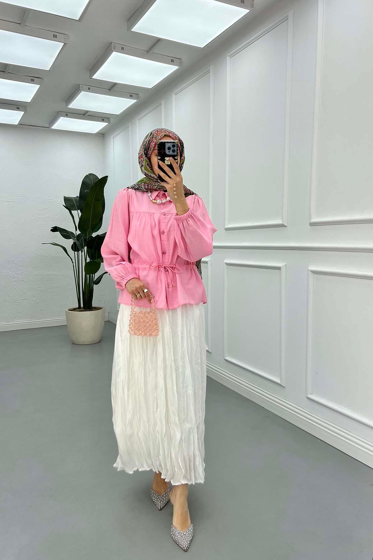 Sare Fashion Tie Detail Shirt Pink