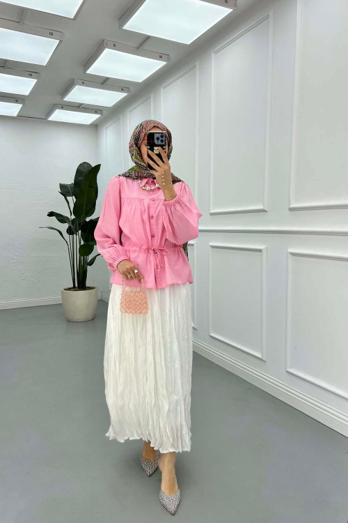Sare Fashion Tie Detail Shirt Pink