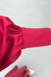 Sare Fashion Pearled Satin Dress with Tie Detail, Burgundy