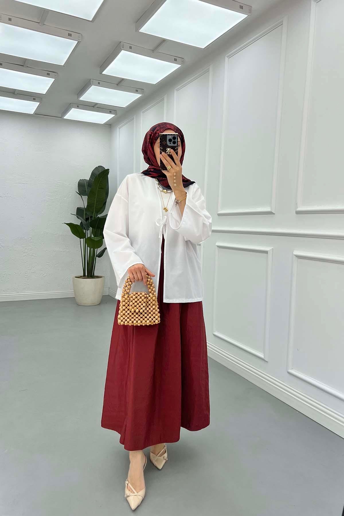 Sare Fashion Tie Detail Kimono White