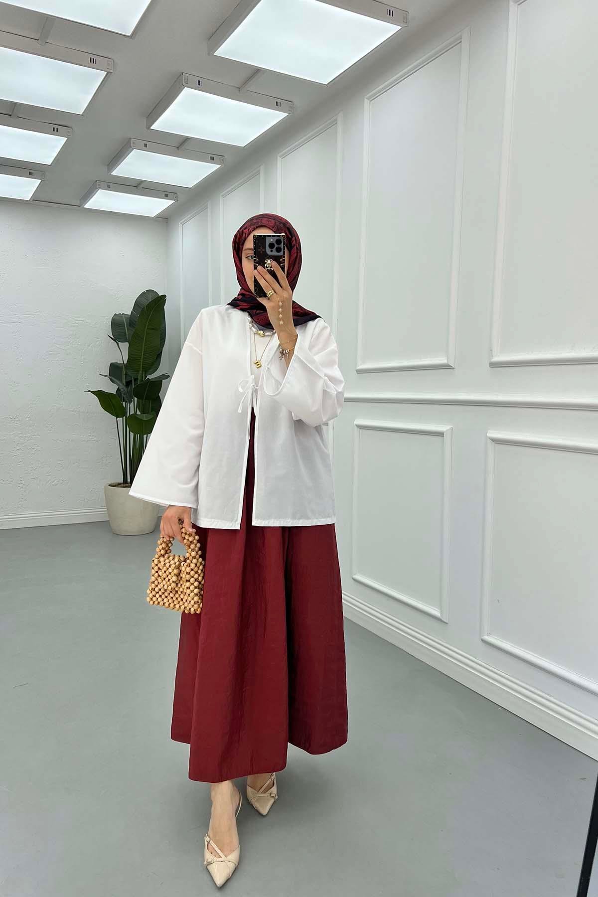 Sare Fashion Tie Detail Kimono White