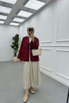 Sare Fashion Kimono Burgundy with Tie Detail