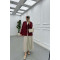Sare Fashion Kimono Burgundy with Tie Detail