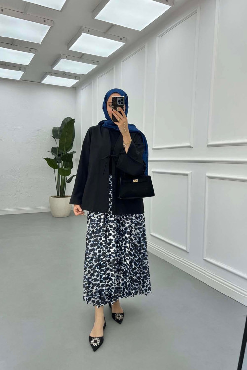 Sare Fashion Black Kimono with Tie Detail