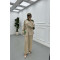 Sare Fashion Tie Detail Belted Suit Beige