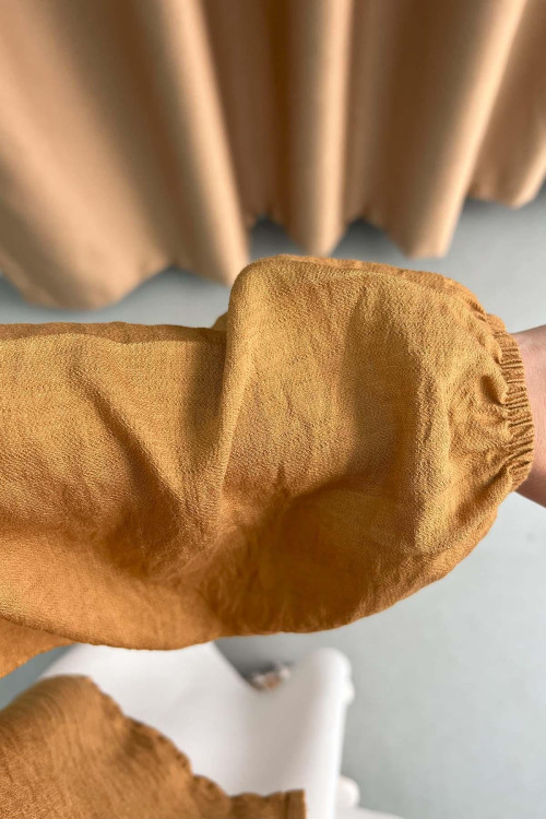 Sare Fashion Tied Blouse Camel