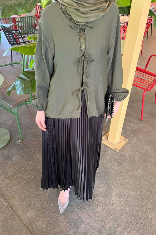 Sare Fashion Tied Blouse Khaki