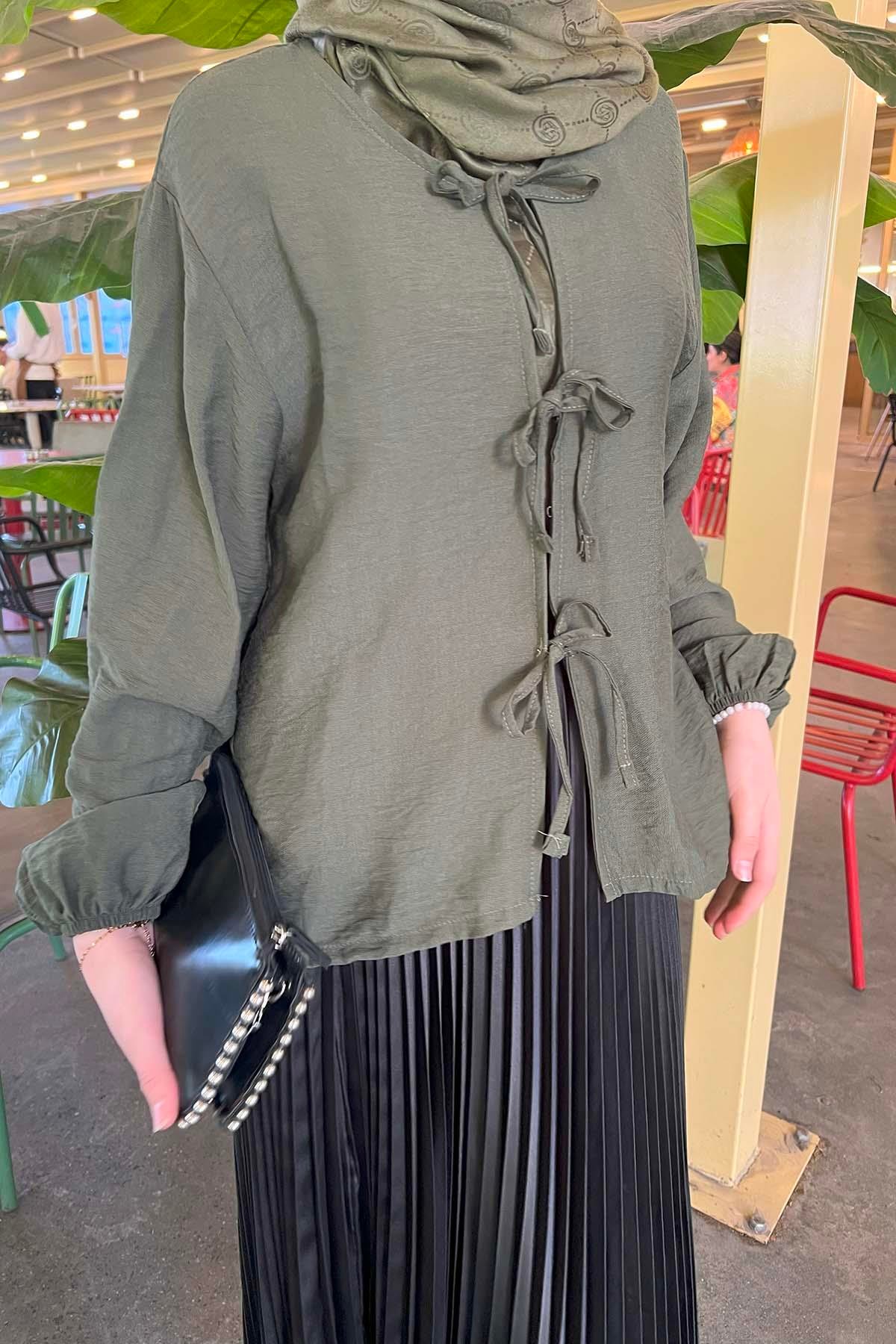 Sare Fashion Tied Blouse Khaki