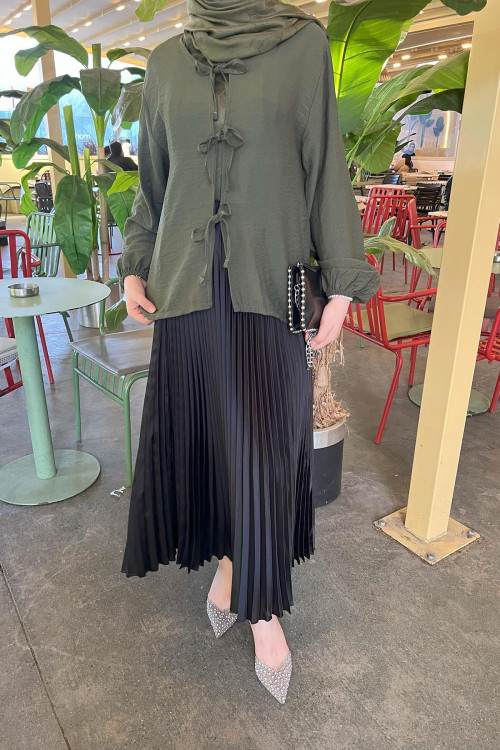 Sare Fashion Tied Blouse Khaki