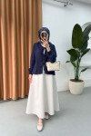 Sare Fashion Tied Blouse Navy Blue