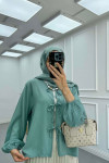 Sare Fashion Tied Blouse Aqua Green