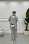 Tied Jacket Set Light Gray