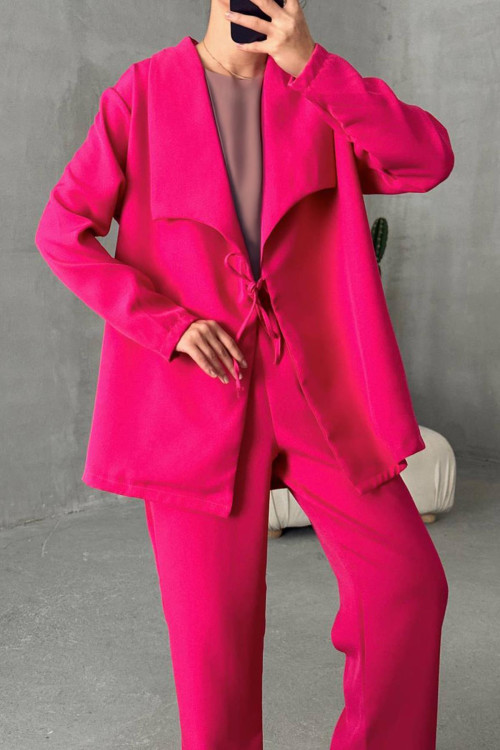 Tied Jacket Suit Fuchsia