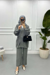 Tied Jacket Set Gray