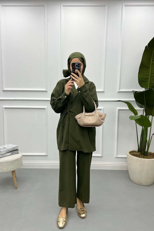 Tie Jacket Set Khaki
