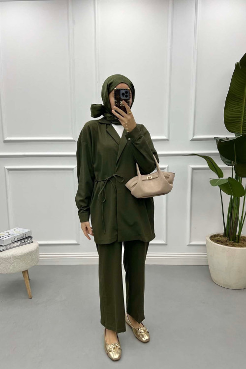 Tie Jacket Set Khaki