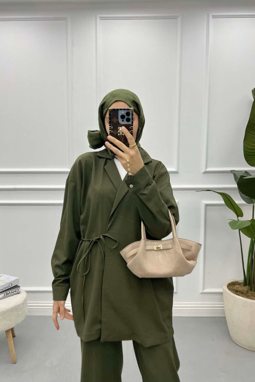 Tie Jacket Set Khaki