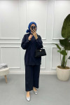 Tied Jacket Suit Navy Blue