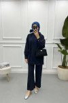 Tied Jacket Suit Navy Blue