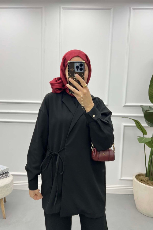 Tied Jacket Set Black