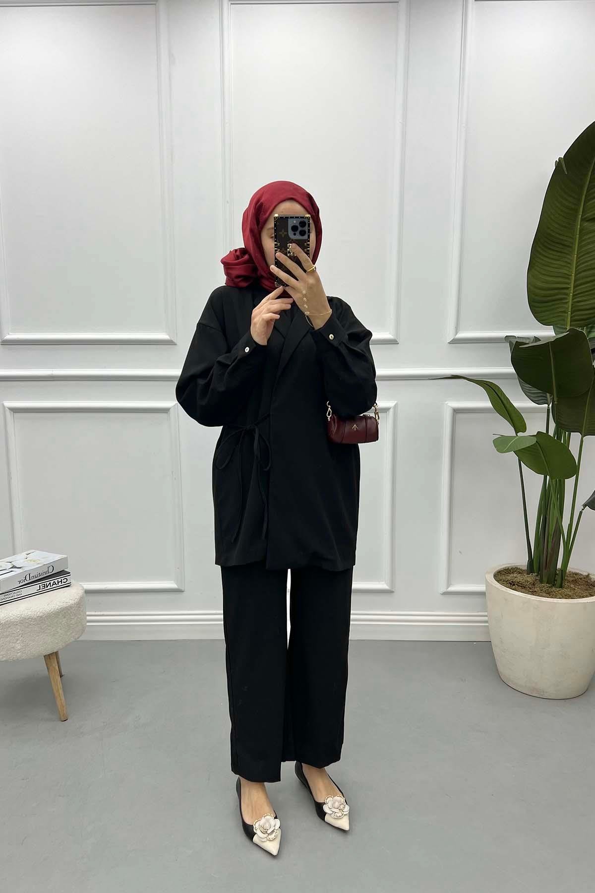 Tied Jacket Set Black