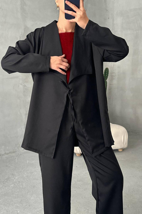 Tied Jacket Set Black