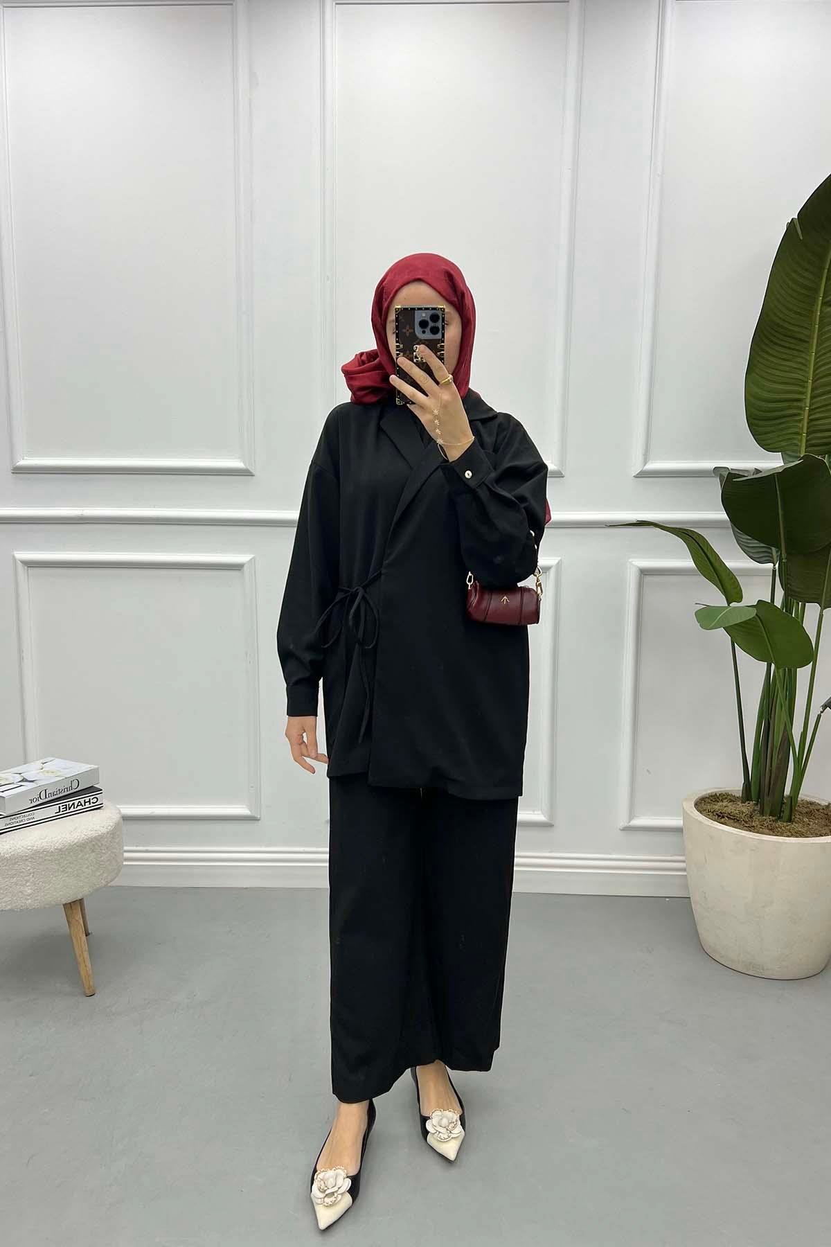 Tied Jacket Set Black