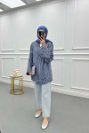 Tied Striped Kimono Navy Blue