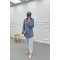 Tied Striped Kimono Navy Blue