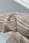 Tied Striped Kimono Milk Coffee