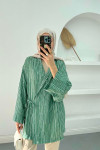 Tie-Up Striped Kimono Emerald Green