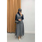 Tied Striped Vest Set Dark-Grey