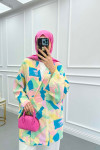 Tied Patterned Kimono Pink