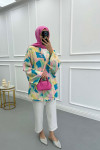 Tied Patterned Kimono Pink