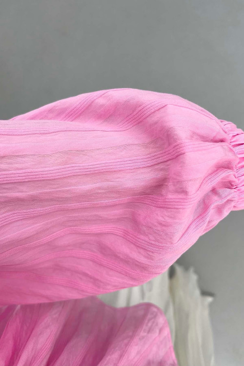 Sare Fashion Tie Button Detailed Shirt Pink
