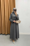 Tied Skirt Suit Anthracite