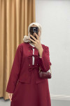 Tied Skirt Suit Claret Red
